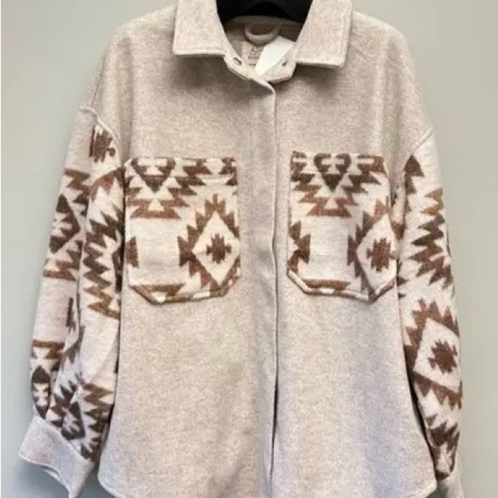 Ashley By 26 International Beige and Brown Patterned Jacket